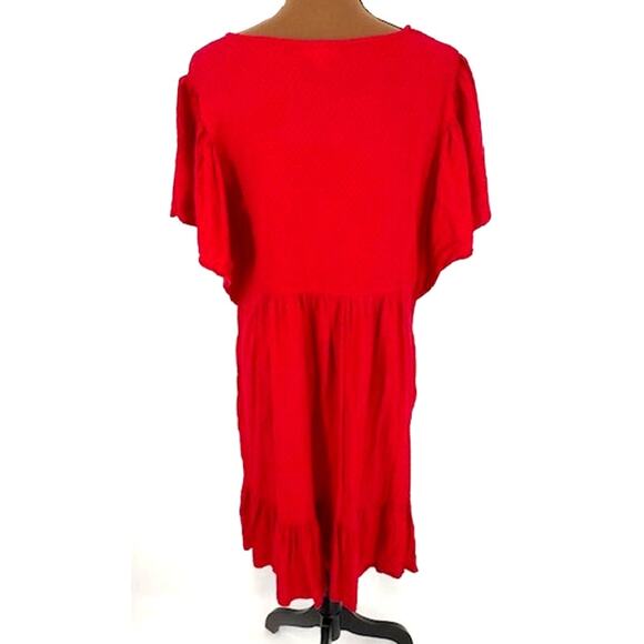 Knox Rose Red Midi Dress with Cap Sleeves and a Ruffle Hem – Size XXL - Picture 4 of 8